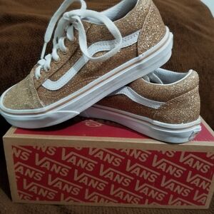 Vans Kids Glitter Sneakers - Gold and White